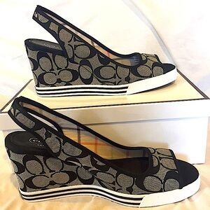Coach Sydney Wedge Slingback Sandals 9.5 NWOT